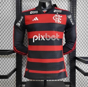 Player Version 24/25 Flamengo Home Long Sleeve Jersey+ All Sponsored