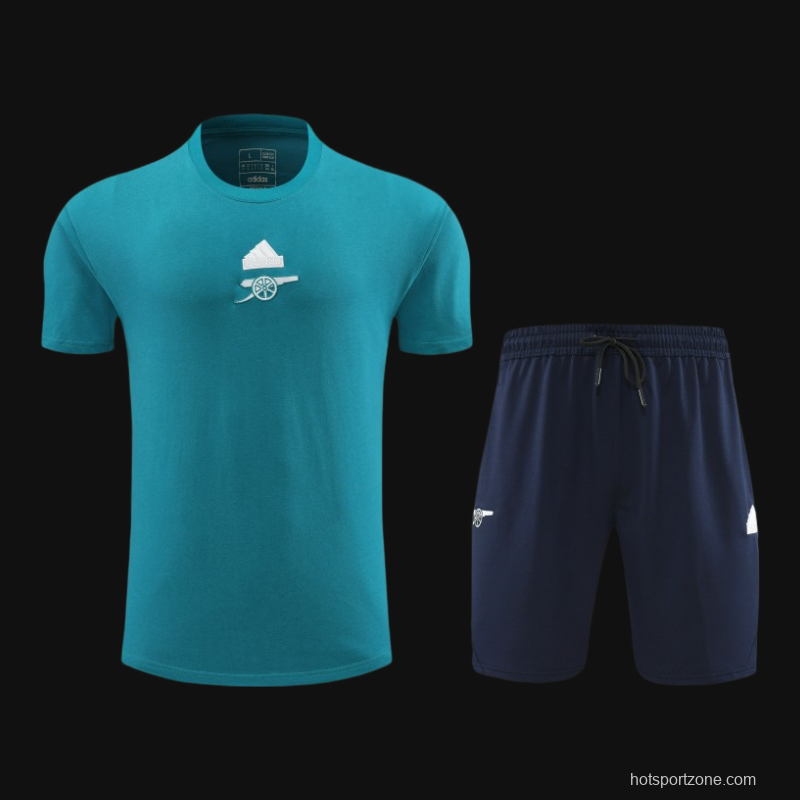 23/24 Arsenal Blue Cotton Short Sleeve Jersey+Shorts