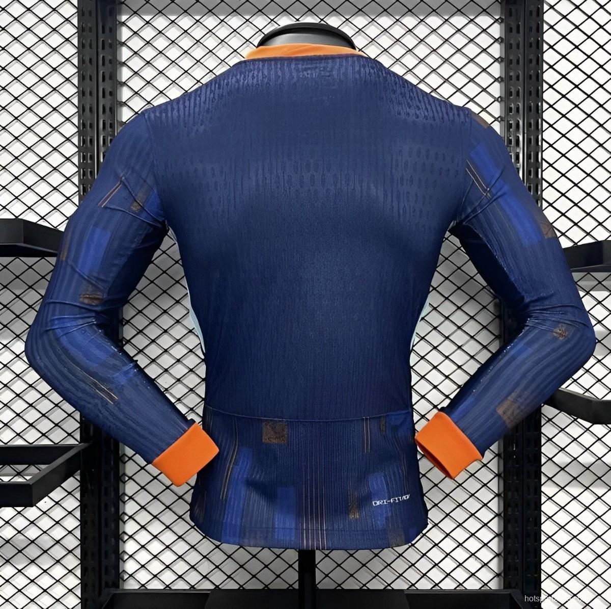 Player Version 2024 Netherlands Away Long Sleeve Jersey