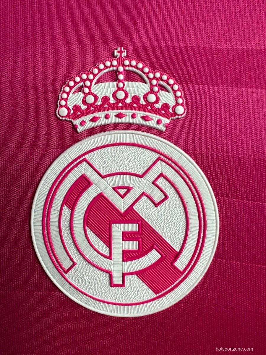 Retro 14/15 Real Madrid Away Pink Long Sleeve Jersey