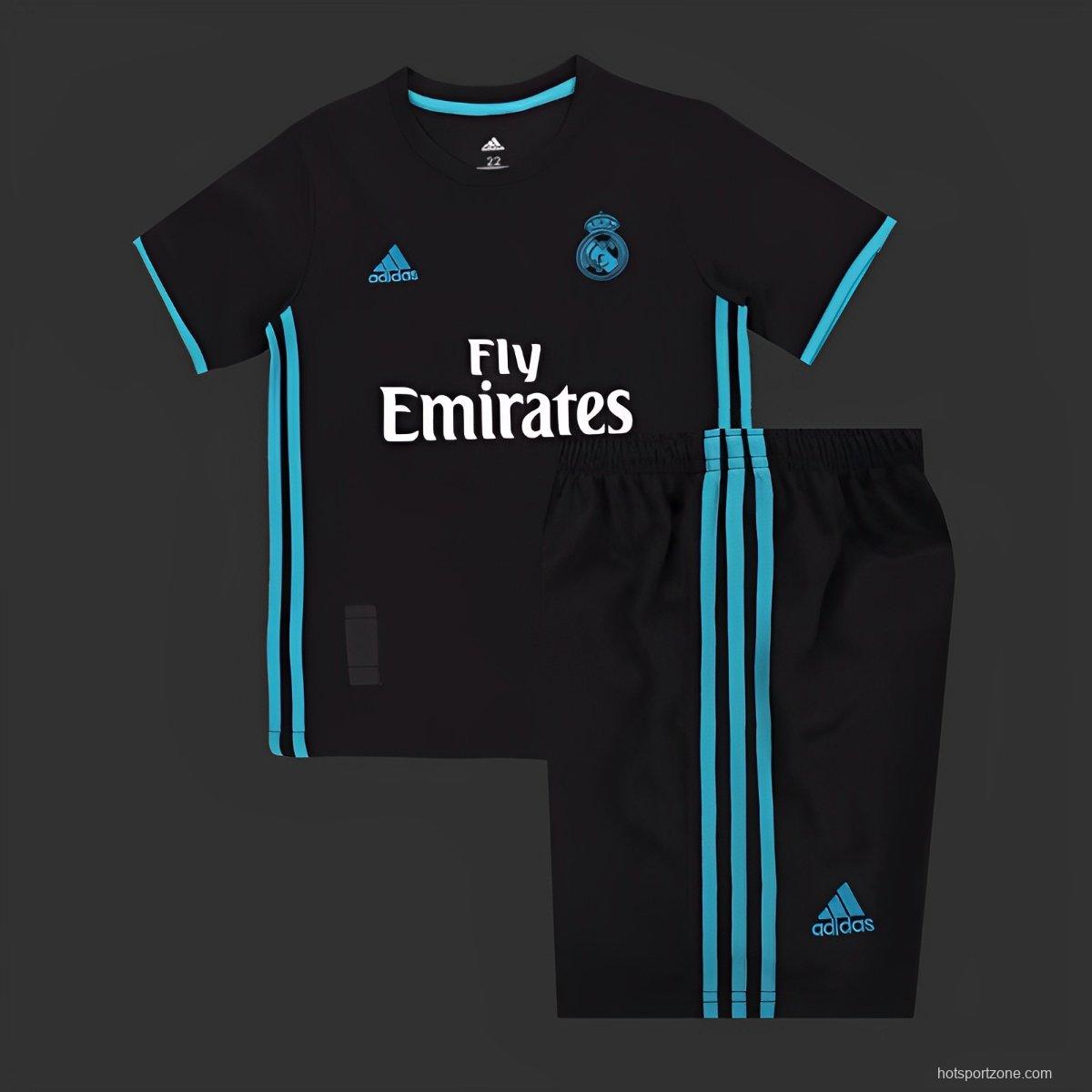 Retro Kids 17/18 Real Madrid Away Black Jersey