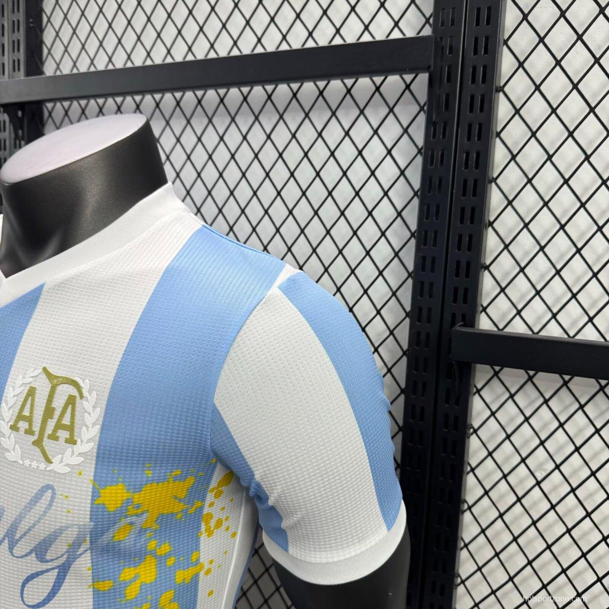 Player Version 2025 Argentina Home Sky Blue with Messi Celebration Print Jersey