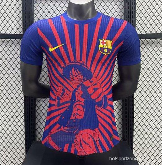 Player Version 25/26 Barcelona Blue with Anime Character Sunburst Pattern Jersey