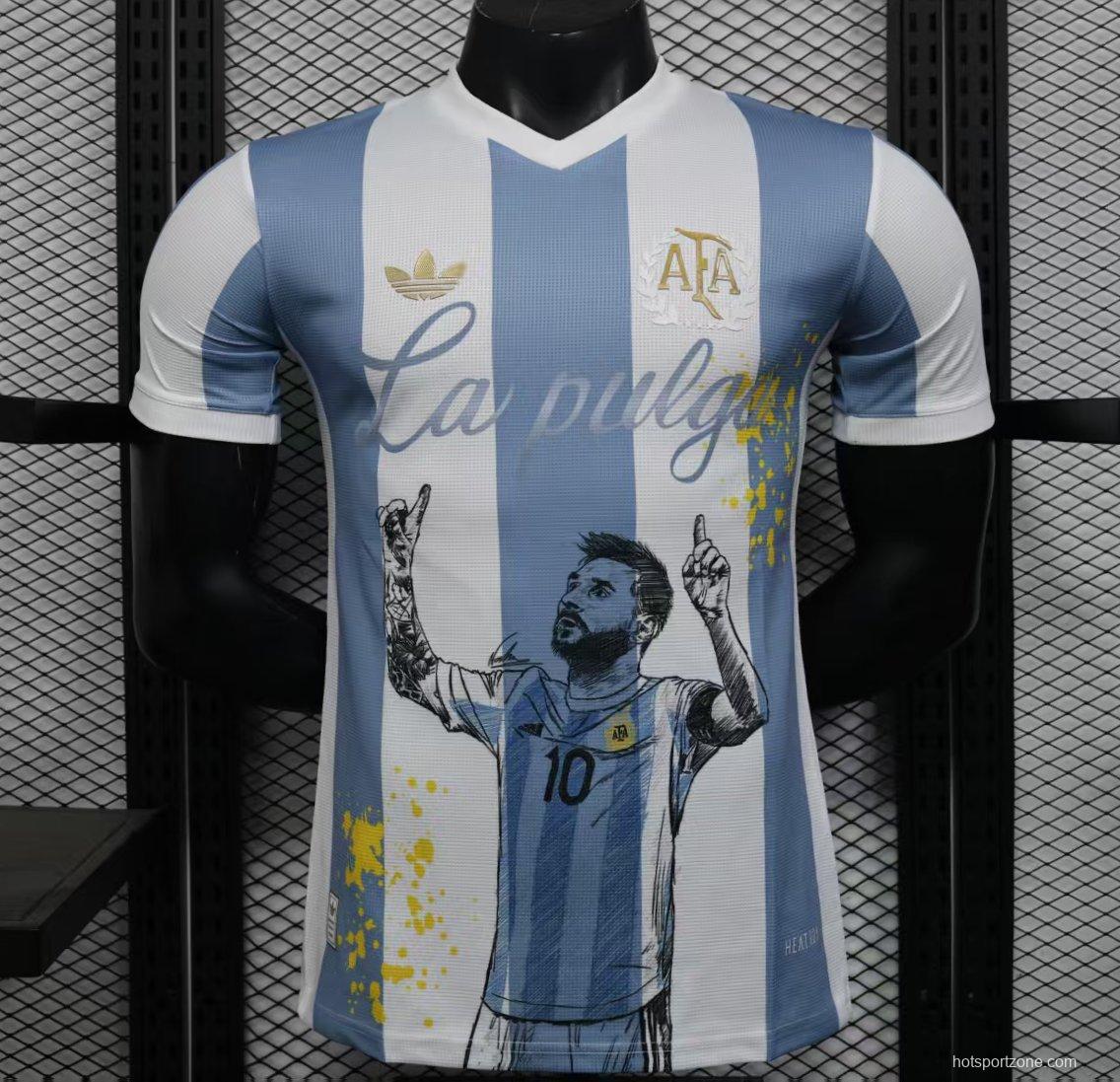 Player Version 2025 Argentina Blue with Messi Celebration Print Jersey
