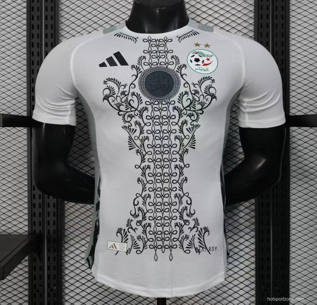 Player Version 2025 Algeria White with Traditional Pattern Jersey