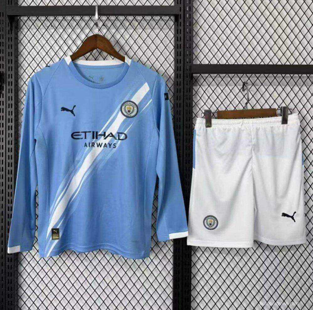 25/26 Kids Manchester City Home Long Sleeve Jersey