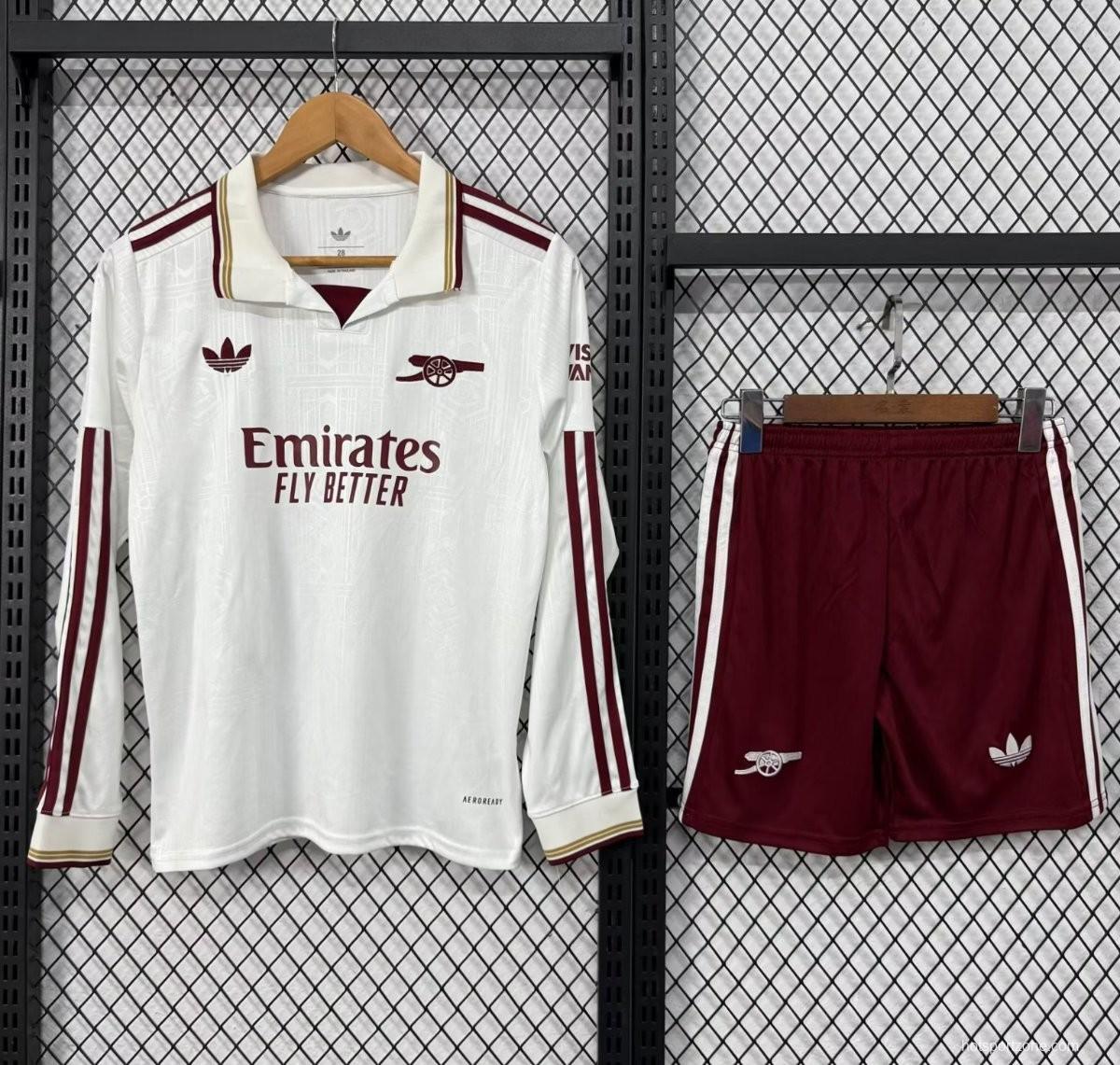 25/26 Kids Arsenal Third White Long Sleeve Jersey