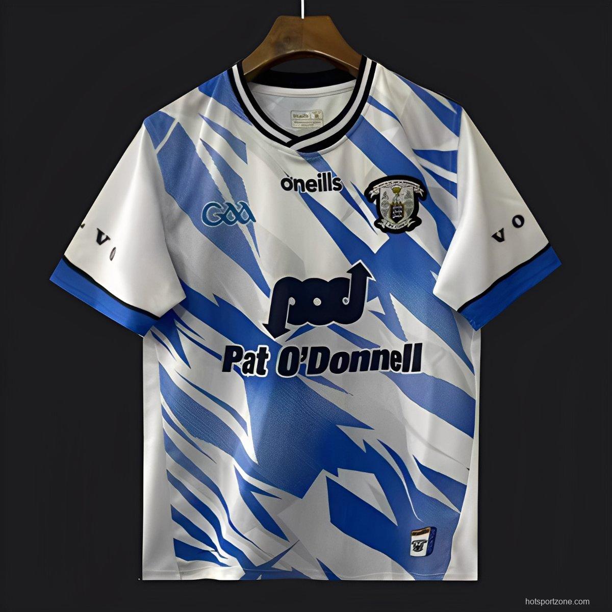 2026 Waterford GAA White with Blue Lightning Stripe Pattern Jersey