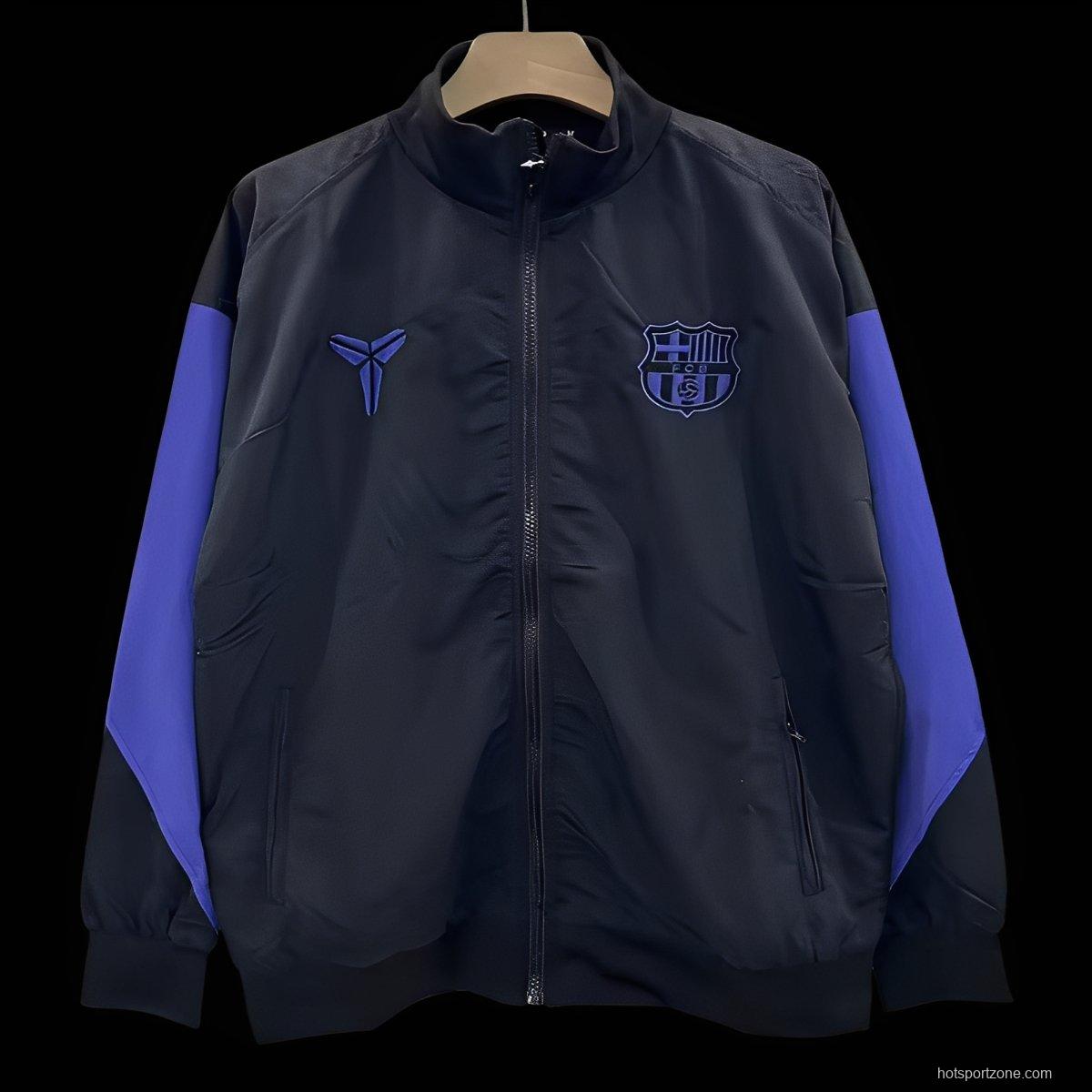 25/26 Barcelona Black with Purple Stripe Windbreaker