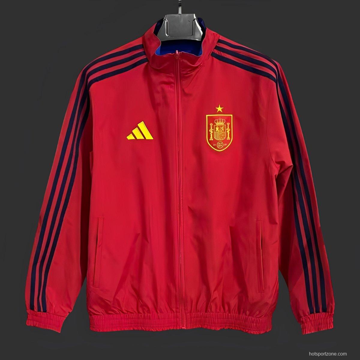 2026 Spain Home Red Full Zipper Windbreaker