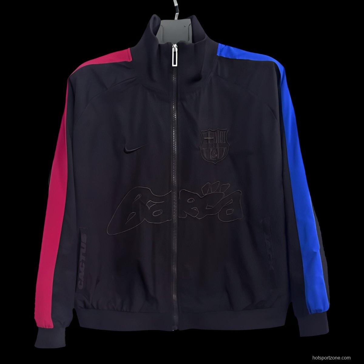 25/26 Barcelona Black/Red/Blue Full Zipper Windbreaker