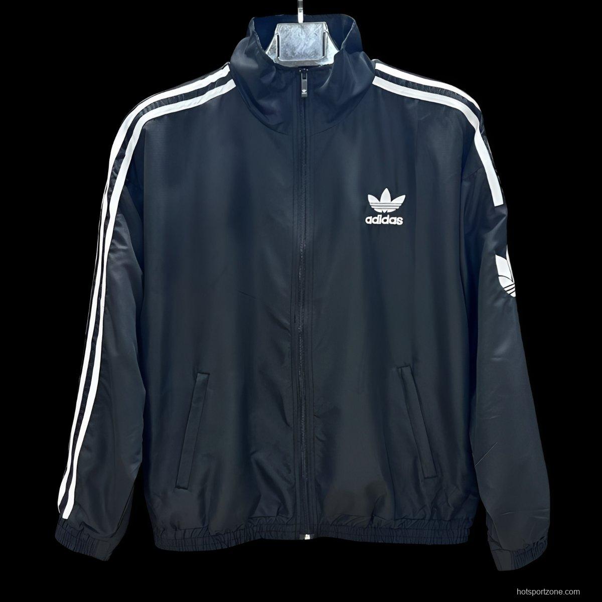 2026 Adidas Navy Full Zipper Windbreaker