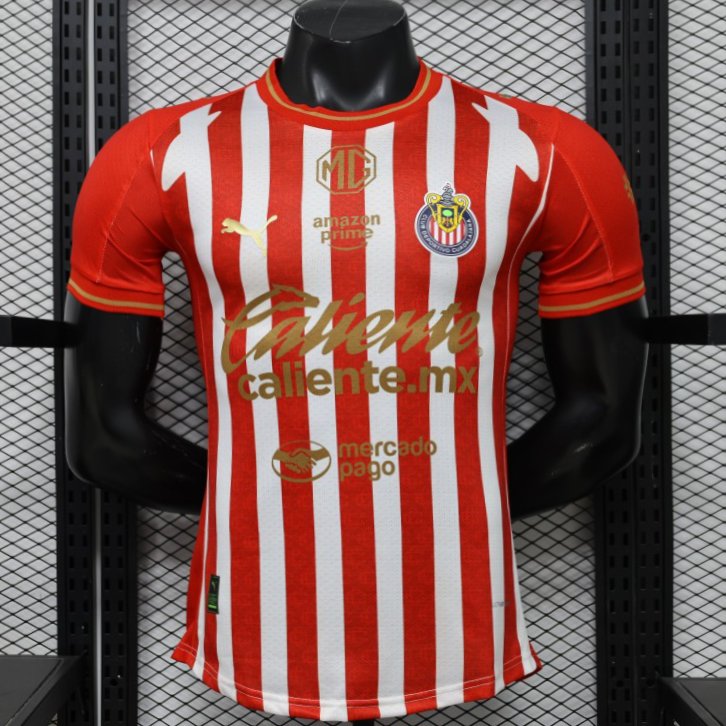 Player Version 26/27 Chivas de Guadalajara Red & White Stripes Home Jersey