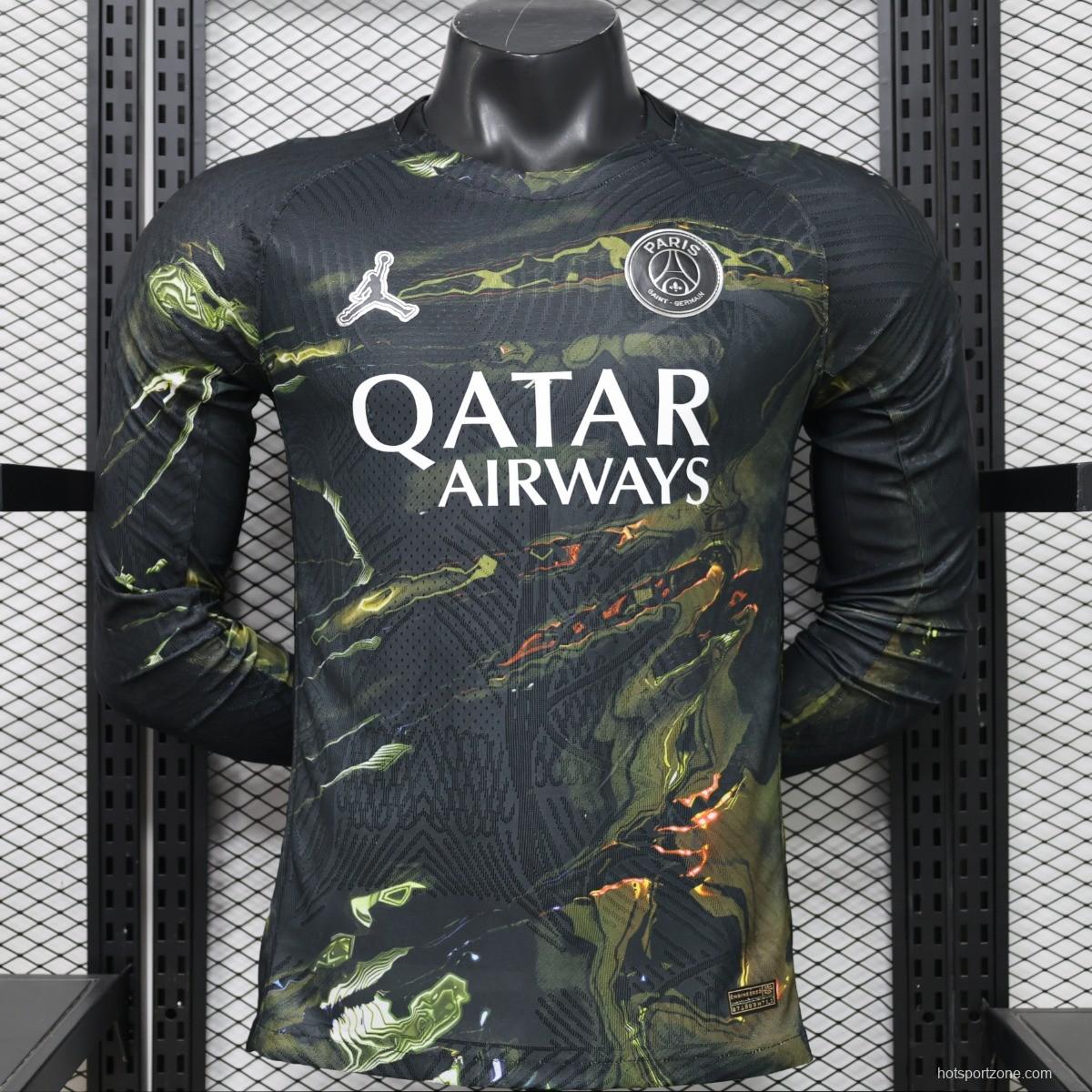 Player Version 26/27 Paris Saint-Germain Fourth Black & Gold/Green Lava Print Long Sleeve Special Edition Jersey