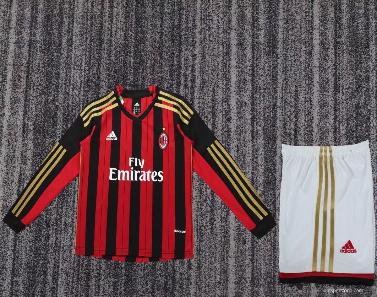 Retro 13/14 Kids  AC Milan Home Long Sleeve Jersey