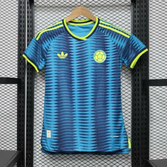 Player Version 2026 Womens Colombia Away Blue with Wave Diamond Pattern Jersey