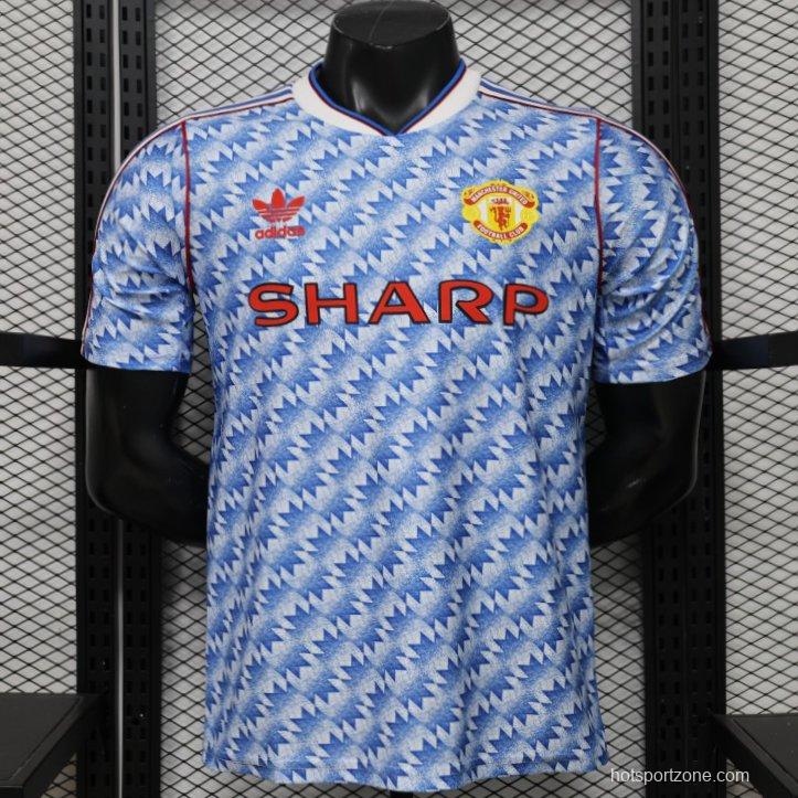 Player Version 26/27  Manchester United Away Blue Vintage Remake   Jersey