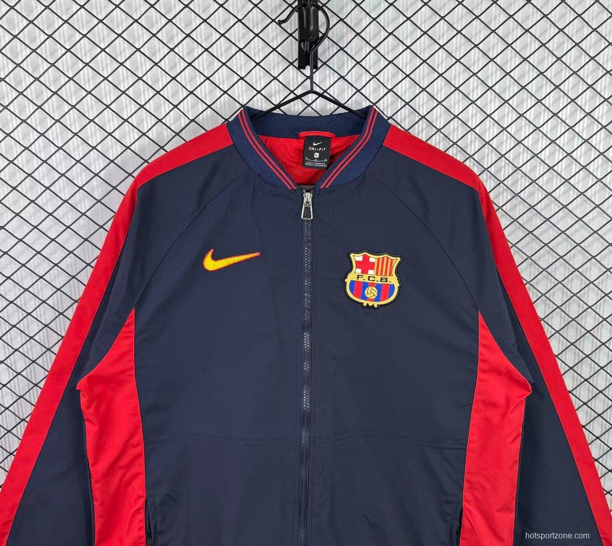 Retro 1998/99 Barcelona Nike Vintage Navy/Red Windbreaker