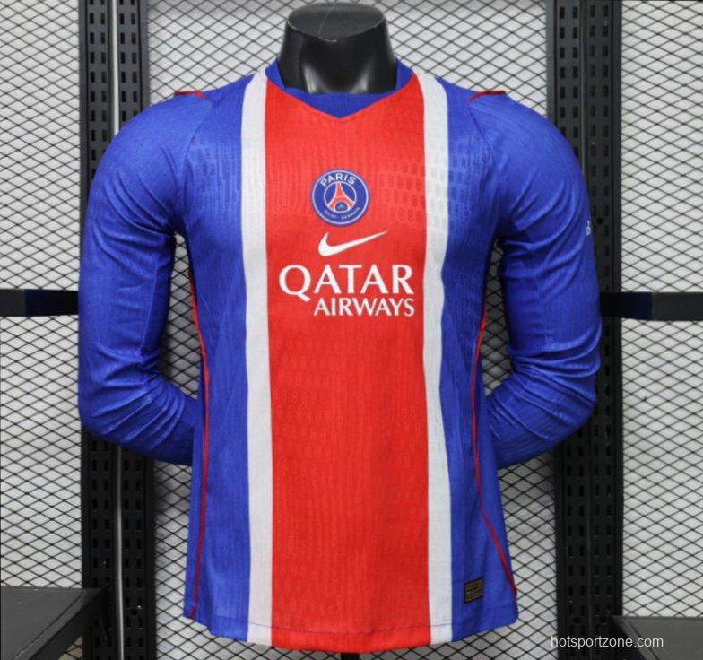 Player Version 26/27 PSG Blue & Red Stripe Long Sleeve Home Jersey