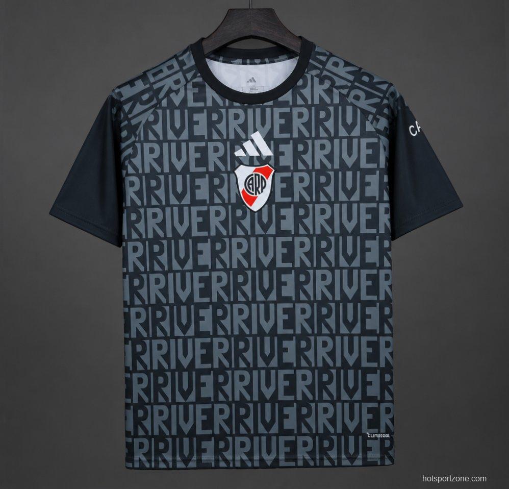 26/27 River Plate Pre-match Jersey With  Text "RIVER" Repeated Pattern