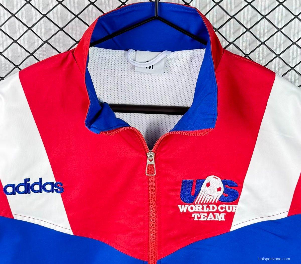 Retro 1994 USA Blue Full Zipper Windbreaker
