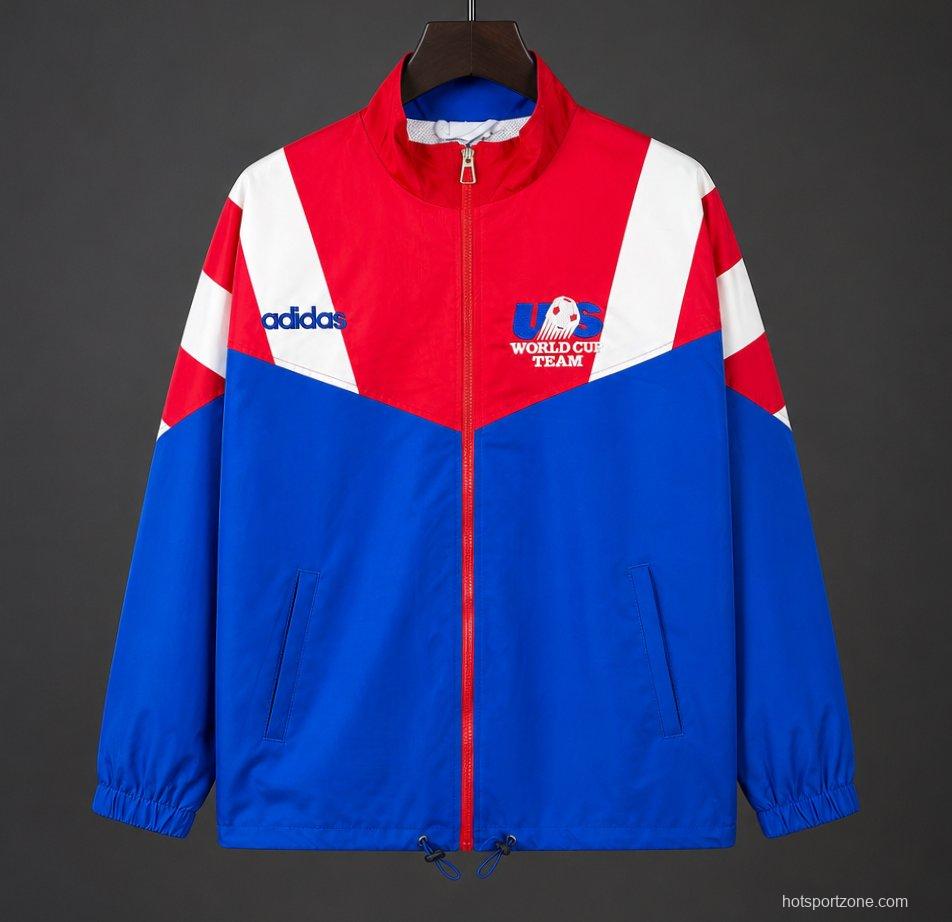 Retro 1994 USA Blue Full Zipper Windbreaker