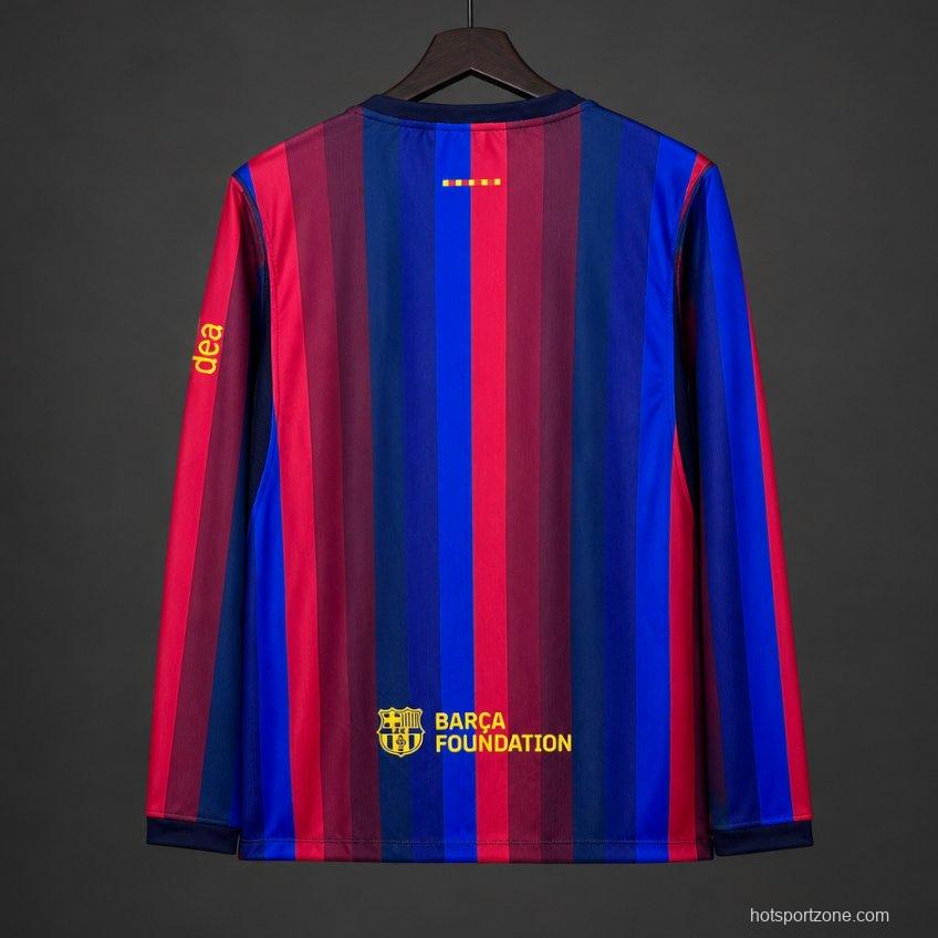 26/27 Barcelona Blue & Red Stripes Long Sleeve Home Jersey