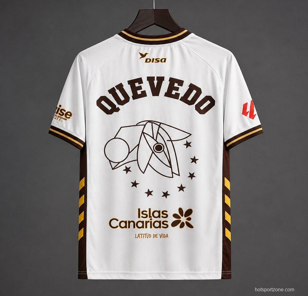 25/26 UD Las Palmas  Away White/Brown Jersey – Quevedo "El Baifo" Limited Edition