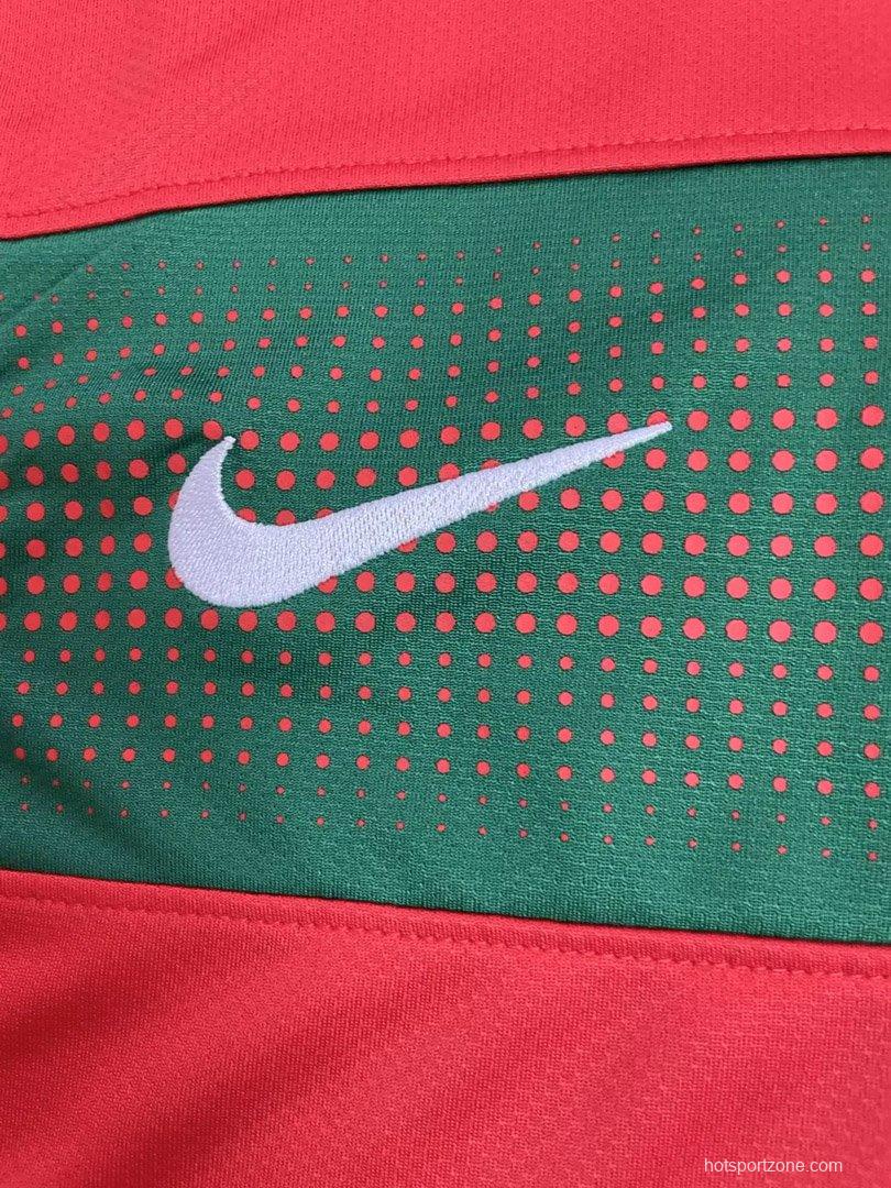Retro  2010 Portugal Home Long Sleeve Jersey