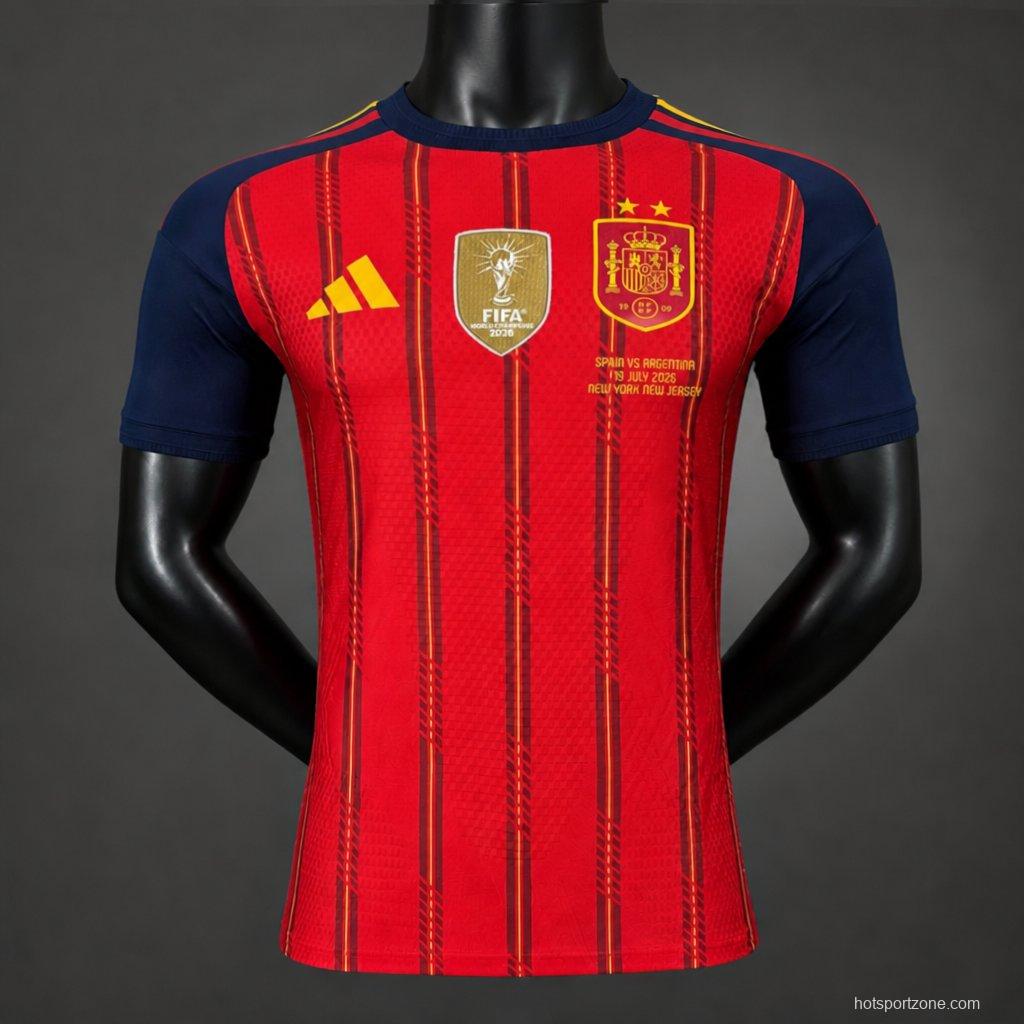 2 Star Player Version 2026 Spain Home Jersey With Champion Patch