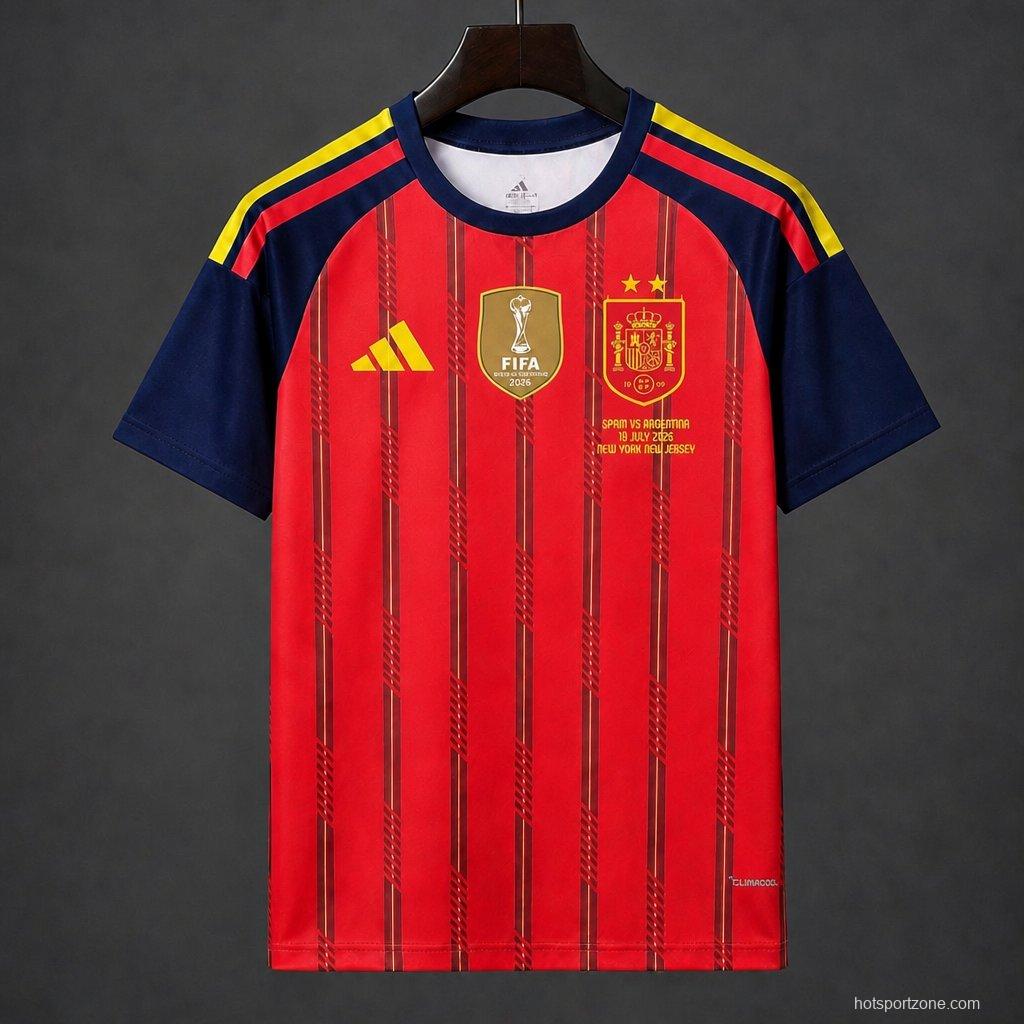 2 Star 2026 Spain Home Jersey With Champion Patch