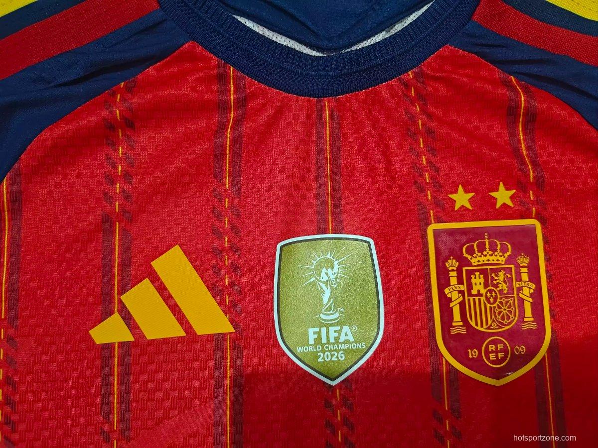 2 Star Player Version 2026 Spain Home Jersey With Champion Patch