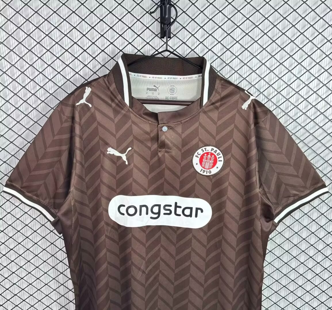 26/27 FC St. Pauli Brown with Chevron Pattern Home Jersey