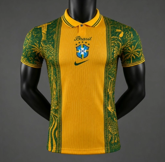 Player Version 2026 Brazil National Team Home Tropical Pattern Jersey