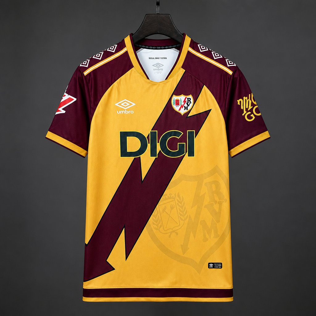 26/27 Rayo Vallecano Third Yellow Maroon Jersey