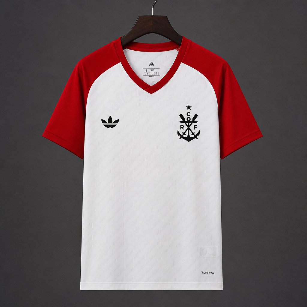 26/27 Club de Regatas Flamengo White with Red Sleeve Originals Away Jersey