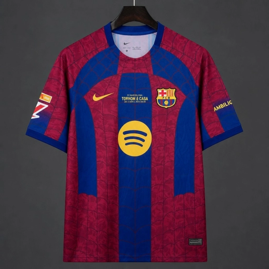 26/27 FC Barcelona Blue & Burgundy Spider-Web Pattern Special Edition Home Jersey